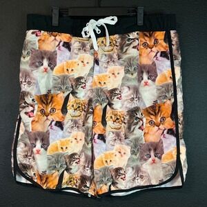 Cat Print Swim Trunks Mens XL Funny Kitten Board Shorts Elastic Waist Beach